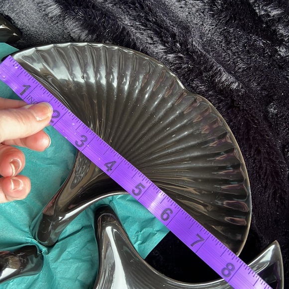 4 Ginkgo Leaf Shaped Catchall Trays Black High Gloss Dessert Plates Decor - Picture 9 of 10